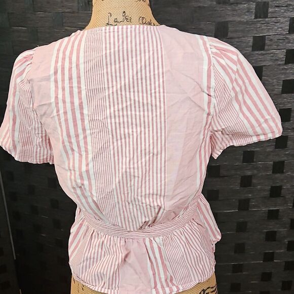 Madewell Mauve & White Stripe Wrap Top Size Small - Picture 5 of 9
